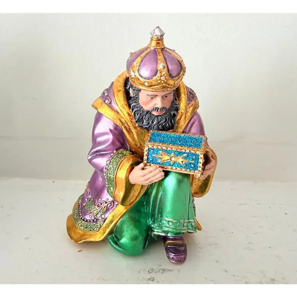 Vintage Hawthorne Village Jeweled Nativity Mary Baby Jesus King Balthazar